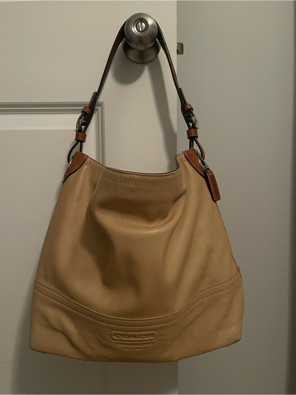 Vintage Coach Park Tan Leather Slouchy Hobo Shoulder Bag
